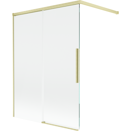 Mexen Rox 2-wing Sliding Bath Screen 120 x 150 cm, Transparent, Brushed Gold - 8C9-120-003-55-00
