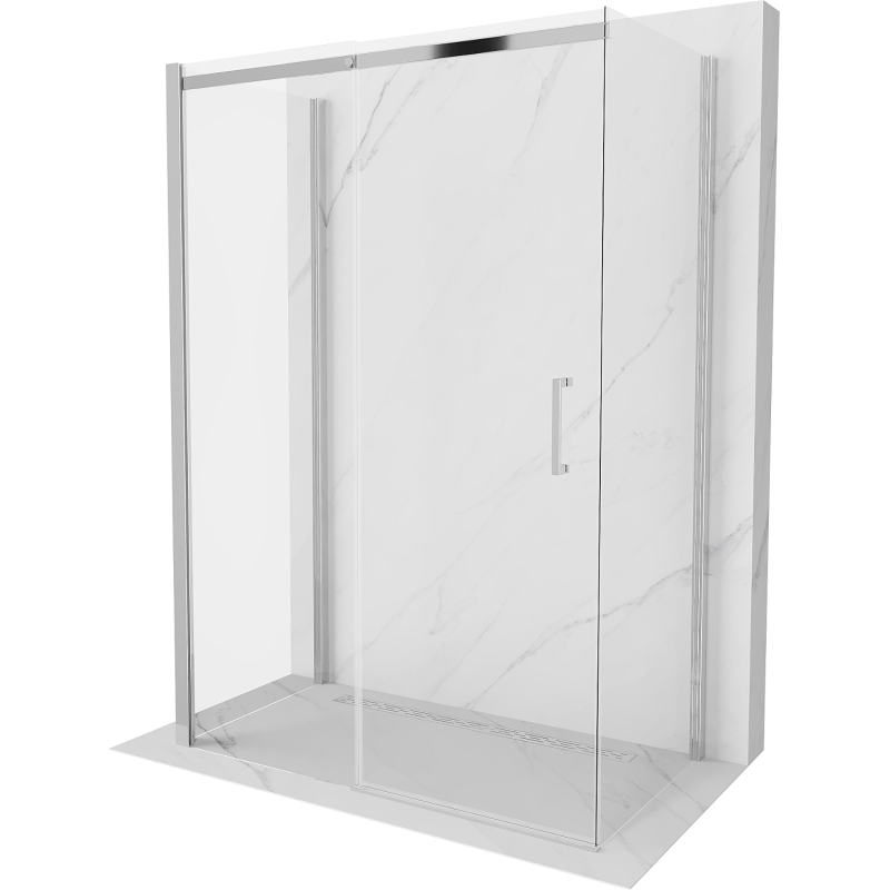 Mexen Omega-3S 3-wall shower enclosure, sliding 140 x 80 cm, transparent, chrome - 825-140-080-01-00-3S