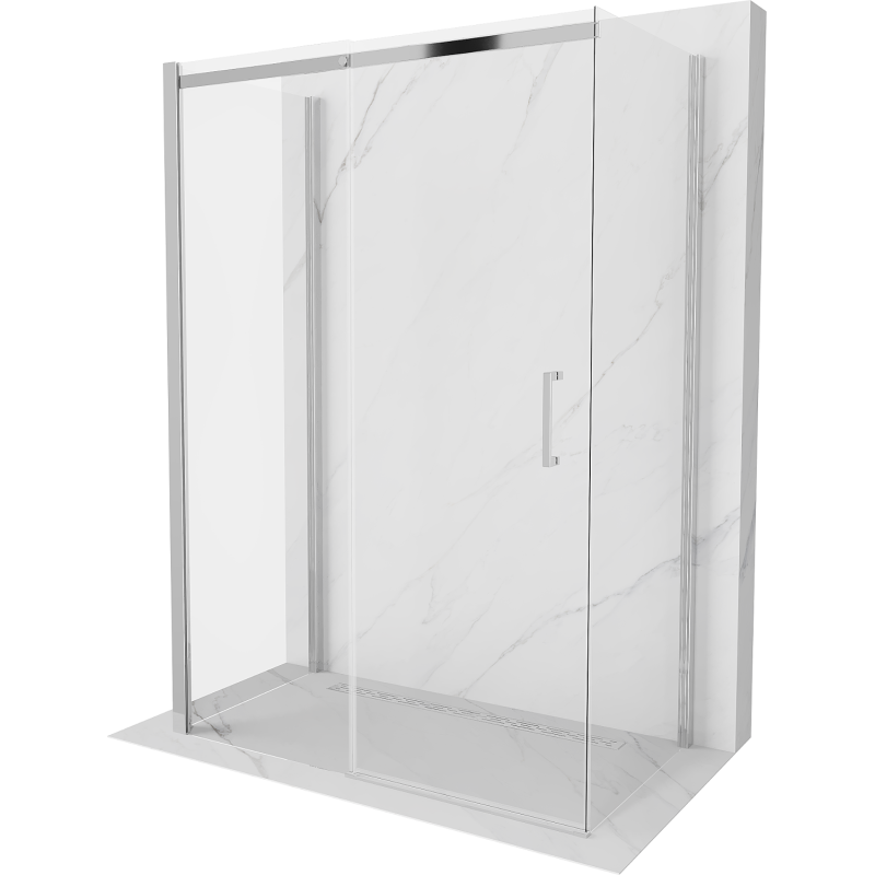 Mexen Omega three-wall shower enclosure, sliding 140 x 80 cm, transparent, chrome - 825-140-080-01-00-3S
