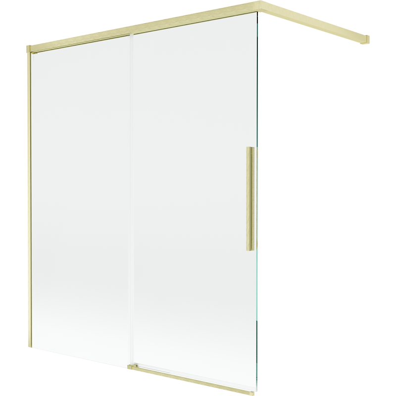 Mexen Rox sliding bath screen, 2-panel, 140 x 150 cm, transparent, brushed gold - 8C9-140-003-55-00