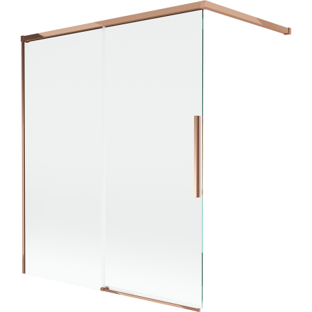 Mexen Rox 2-wing sliding shower screen 140 x 150 cm, transparent, pink gold - 8C9-140-003-60-00