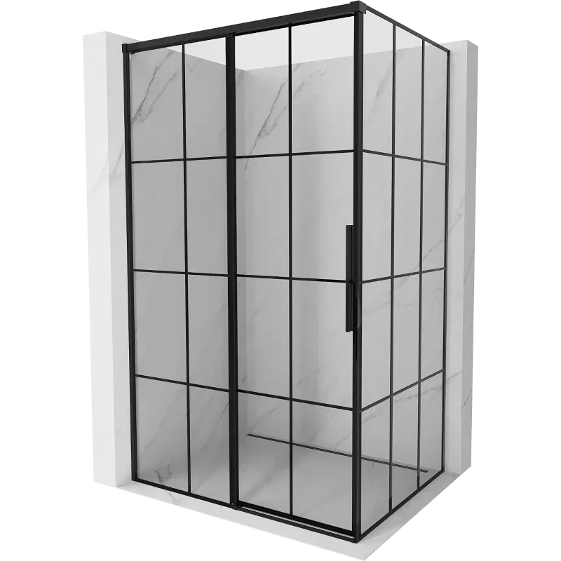 Mexen Rox sliding shower cabin left 95 x 90 cm, black grid, black - 8C2-095-090-70-77-L
