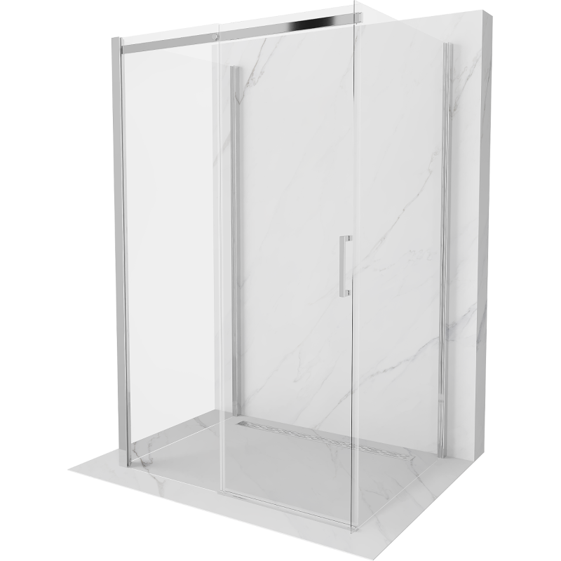 Mexen Omega-3S 3-wall shower cabin, sliding 140 x 100 cm, transparent, chrome - 825-140-100-01-00-3S