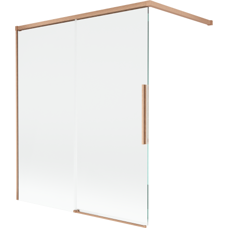 Mexen Rox bathtub screen 2-panel sliding 140 x 150 cm, transparent, brushed copper - 8C9-140-003-65-00