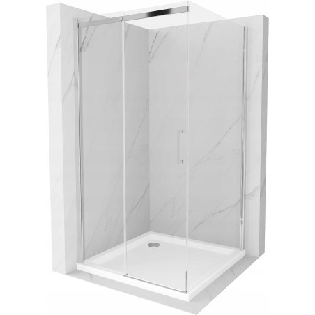Mexen Omega sliding shower cabin 100 x 100 cm, transparent, chrome + Flat shower tray - 825-100-100-01-00-4010
