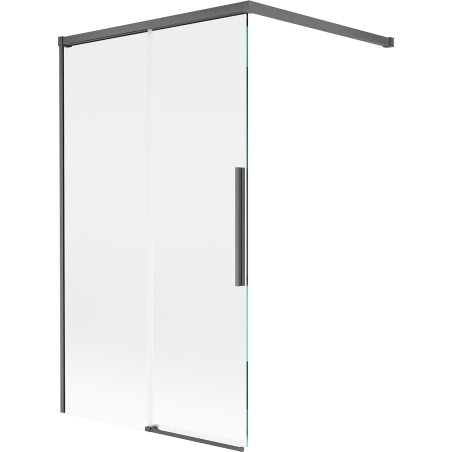 Mexen Rox 2-panel sliding bath screen 100 x 150 cm, transparent, brushed gun gray - 8C9-100-003-66-00