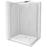 Mexen Omega extendable shower cubicle 100 x 70 cm, Transparent, Chrome + shower tray Flat - 825-100-070-01-00-4010