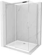 Mexen Omega extendable shower cubicle 100 x 70 cm, Transparent, Chrome + shower tray Flat - 825-100-070-01-00-4010