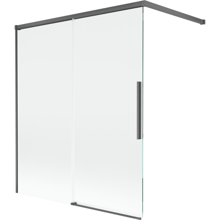 Mexen Rox shower screen 2-wing sliding 140 x 150 cm, transparent, gun gray brushed - 8C9-140-003-66-00