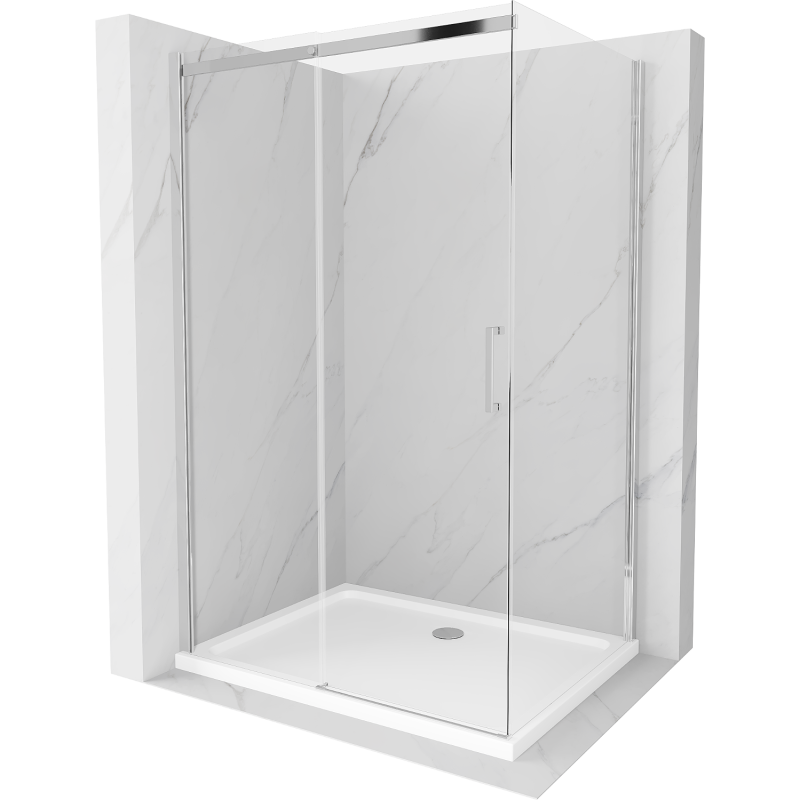 Mexen Omega extendable shower cubicle 110 x 80 cm, Transparent, Chrome + shower tray Flat - 825-110-080-01-00-4010