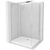 Mexen Omega extendable shower cubicle 110 x 80 cm, Transparent, Chrome + shower tray Flat - 825-110-080-01-00-4010