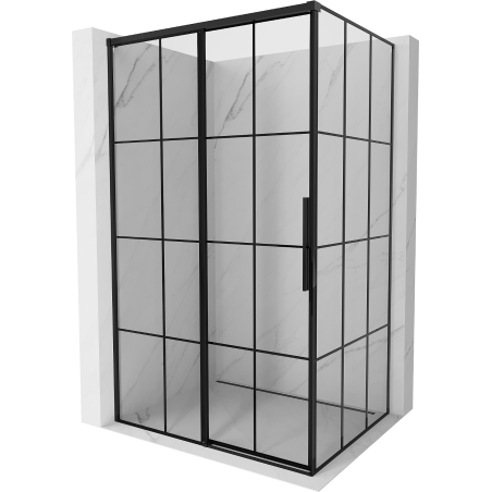 Mexen Rox left sliding shower cabin 150 x 90 cm, black grid, black - 8C2-150-090-75-77-L - 8C2-150-090-70-77-L