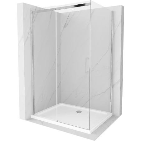 Mexen Omega Sliding Shower Enclosure 120 x 80 cm, Transparent, Chrome + Flat Tray - 825-120-080-01-00-4010