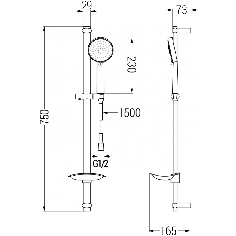 Mexen DB75 Adjustable Shower Set, Chrome - 785754584-00