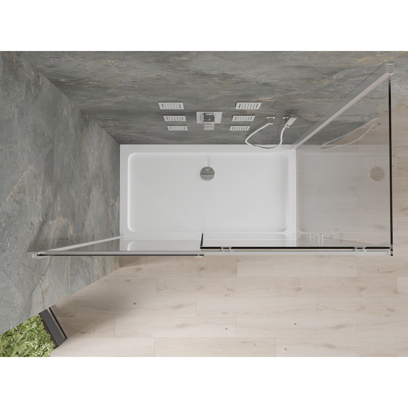 Mexen Omega sliding shower enclosure 130 x 70 cm, transparent, chrome + Flat tray - 825-130-070-01-00-4010