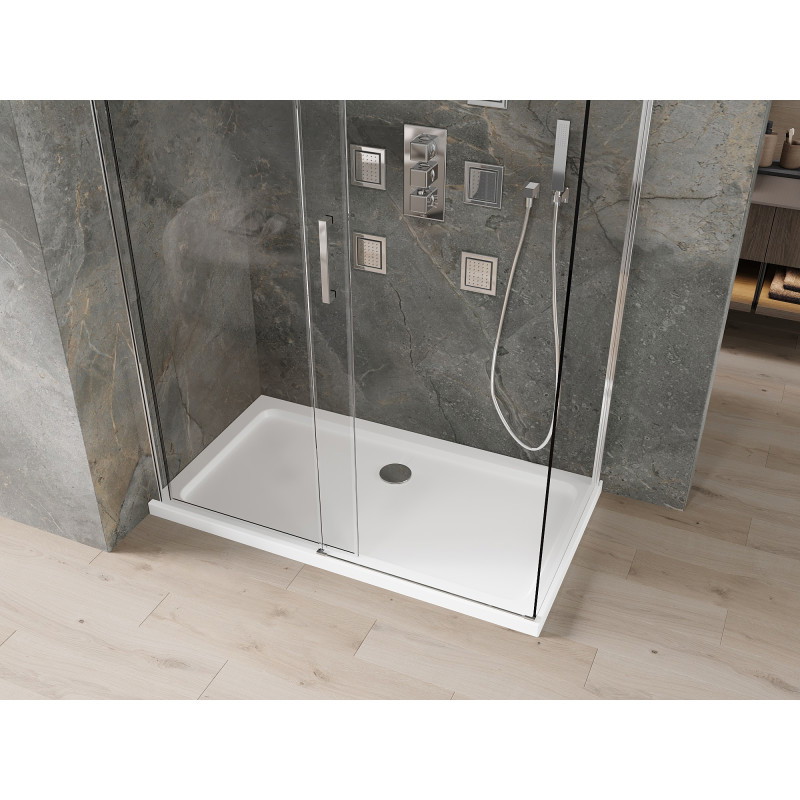 Mexen Omega sliding shower enclosure 130 x 70 cm, transparent, chrome + Flat tray - 825-130-070-01-00-4010