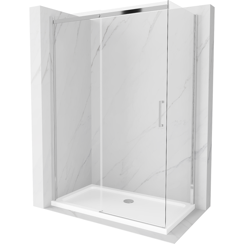Mexen Omega sliding shower cabin 130 x 70 cm, transparent, chrome + Flat tray - 825-130-070-01-00-4010