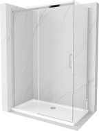Mexen Omega sliding shower enclosure 130 x 70 cm, transparent, chrome + Flat tray - 825-130-070-01-00-4010