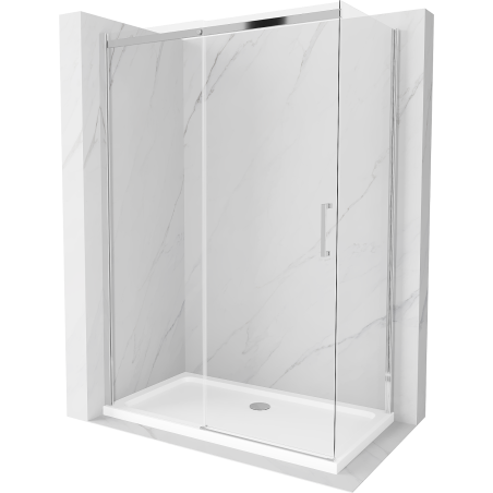 Mexen Omega extendable shower cubicle 140 x 70 cm, Transparent, Chrome + shower tray Flat - 825-140-070-01-00-4010