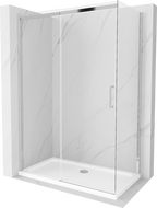 Mexen Omega extendable shower cubicle 140 x 70 cm, Transparent, Chrome + shower tray Flat - 825-140-070-01-00-4010
