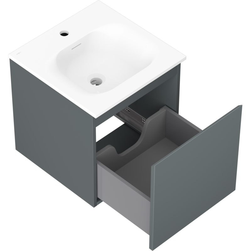 Mexen Orio 45 cm Bathroom Cabinet with Vela Sink, 1 Drawer, Matte Graphite/Matte White - 91A10-04547-1-BF66-W23M01