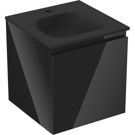 Mexen Orio bathroom cabinet 45 cm with Vela sink, 1 drawer, black gloss/black matte - 91A10-04547-1-BF70-W23M71