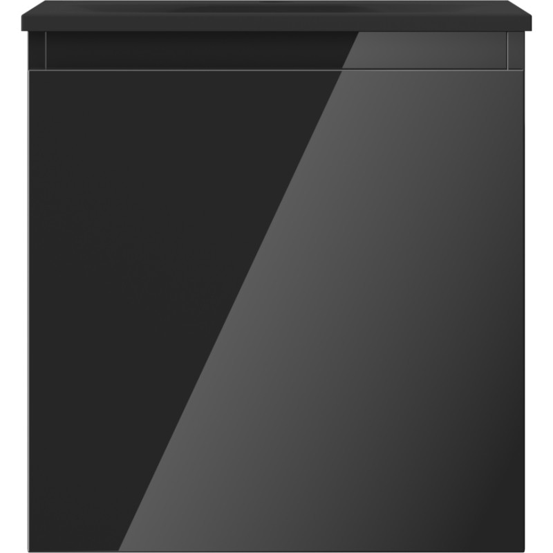 Mexen Orio bathroom cabinet 45 cm with Vela sink, 1 drawer, black gloss/black matte - 91A10-04547-1-BF70-W23M71