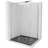 Mexen Omega extendable shower cubicle 100 x 80 cm, Transparent, Chrome + shower tray Flat, Black - 825-100-080-01-00-4070