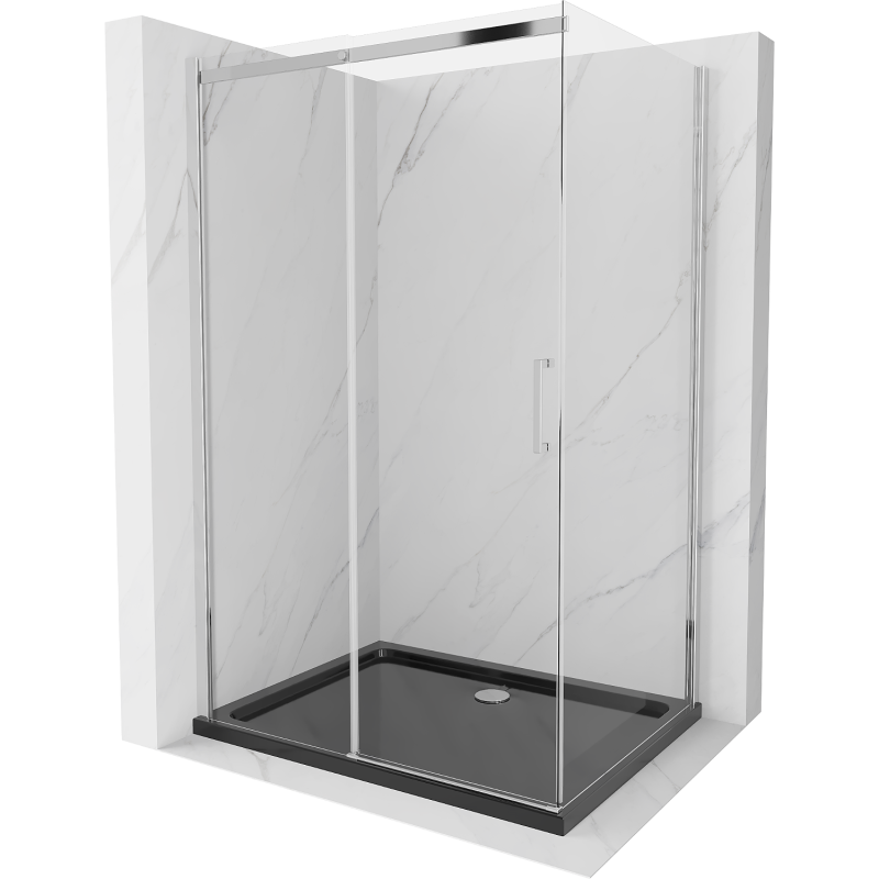 Mexen Omega sliding shower cabin 100 x 90 cm, transparent, chrome + Flat tray, black - 825-100-090-01-00-4070