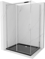 Mexen Omega extendable shower cubicle 100 x 90 cm, Transparent, Chrome + shower tray Flat, Black - 825-100-090-01-00-4070