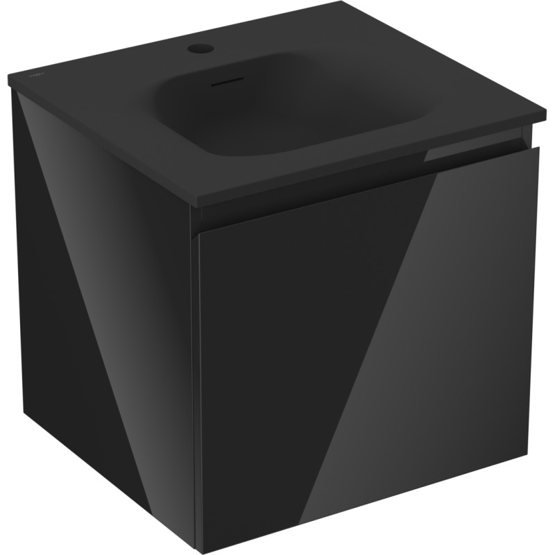 Mexen Orio 50 cm Bathroom Cabinet with Vela Sink, 1 Drawer, Black Gloss/Black Matte - 91A10-05047-1-BF70-W23M71