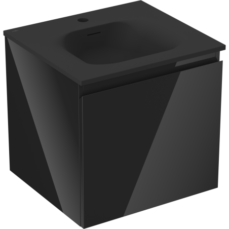 Mexen Orio bathroom cabinet 50 cm with Vela washbasin, 1 drawer, black gloss/black matte - 91A10-05047-1-BF70-W23M71