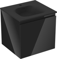 Mexen Orio 50 cm Bathroom Cabinet with Vela Sink, 1 Drawer, Black Gloss/Black Matte - 91A10-05047-1-BF70-W23M71