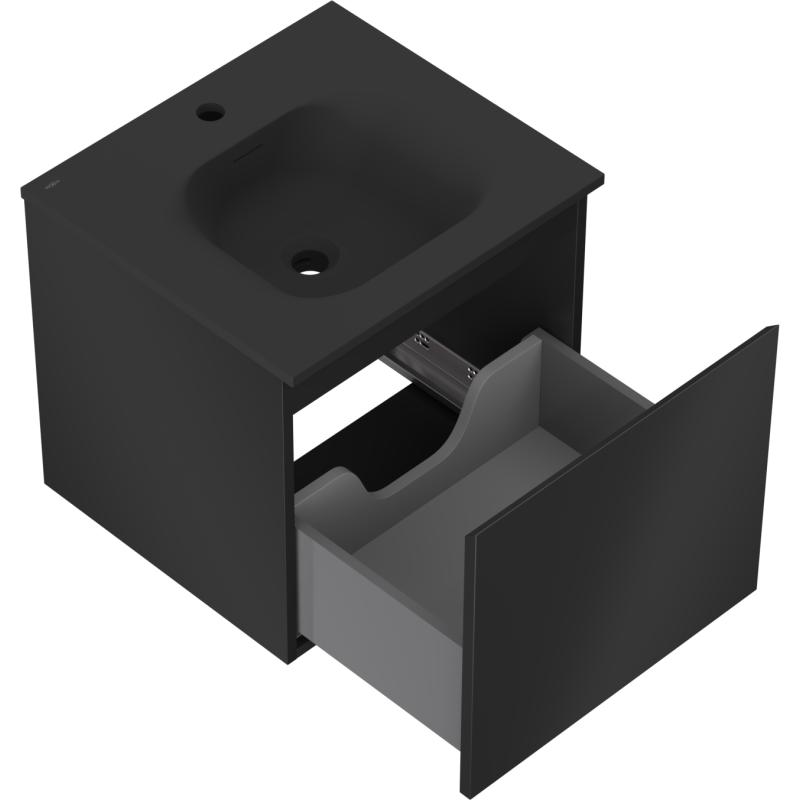 Mexen Orio bathroom cabinet 50 cm with Vela sink, 1 drawer, black matt - 91A10-05047-1-BF71-W23M71