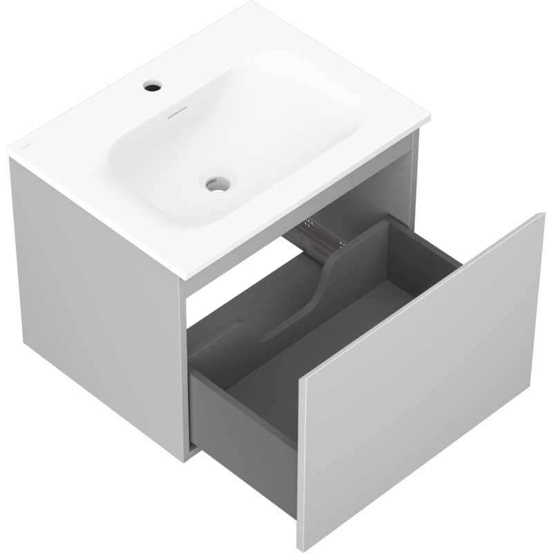 Mexen Orio 60 cm bathroom cabinet with Vela sink, 1 drawer, grey matt/white matt - 91A10-06047-1-BF62-W23M01