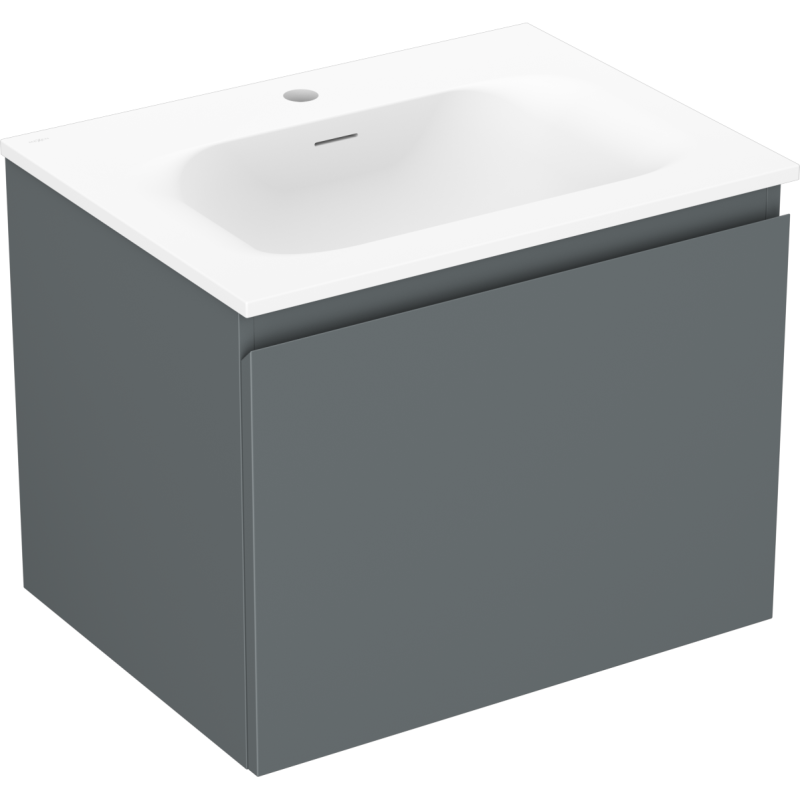 Mexen Orio Bathroom Cabinet 60 cm with Vela Sink, 1 Drawer, Matte Graphite/Matte White - 91A10-06047-1-BF66-W23M01
