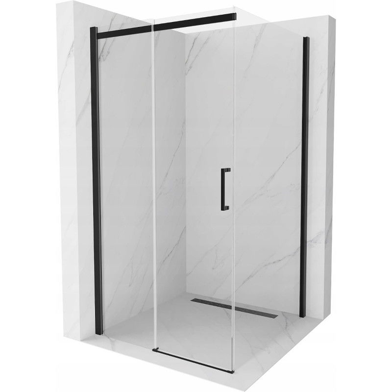 Mexen Omega extendable shower cubicle 100 x 100 cm, Transparent, Black - 825-100-100-70-00