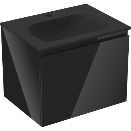 Mexen Orio bathroom cabinet 60 cm with Vela washbasin, 1 drawer, black gloss/black matte - 91A10-06047-1-BF70-W23M71