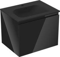 Mexen Orio bathroom cabinet 60 cm with Vela washbasin, 1 drawer, black gloss/black matte - 91A10-06047-1-BF70-W23M71