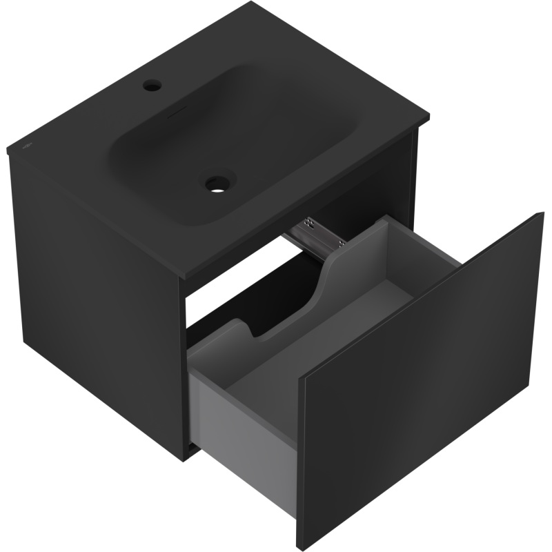 Mexen Orio bathroom cabinet 60 cm with Vela sink, 1 drawer, black matte - 91A10-06047-1-BF71-W23M71