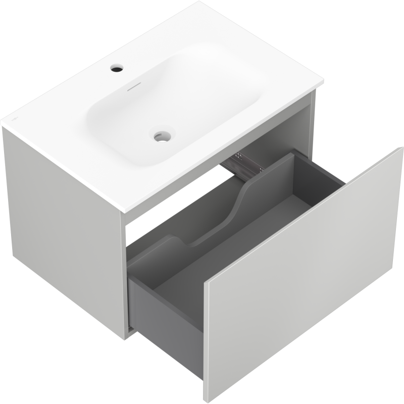 Mexen Orio 70 cm Bathroom Cabinet with Vela Sink, 1 Drawer, Grey Matte/White Matte - 91A10-07047-1-BF62-W23M01