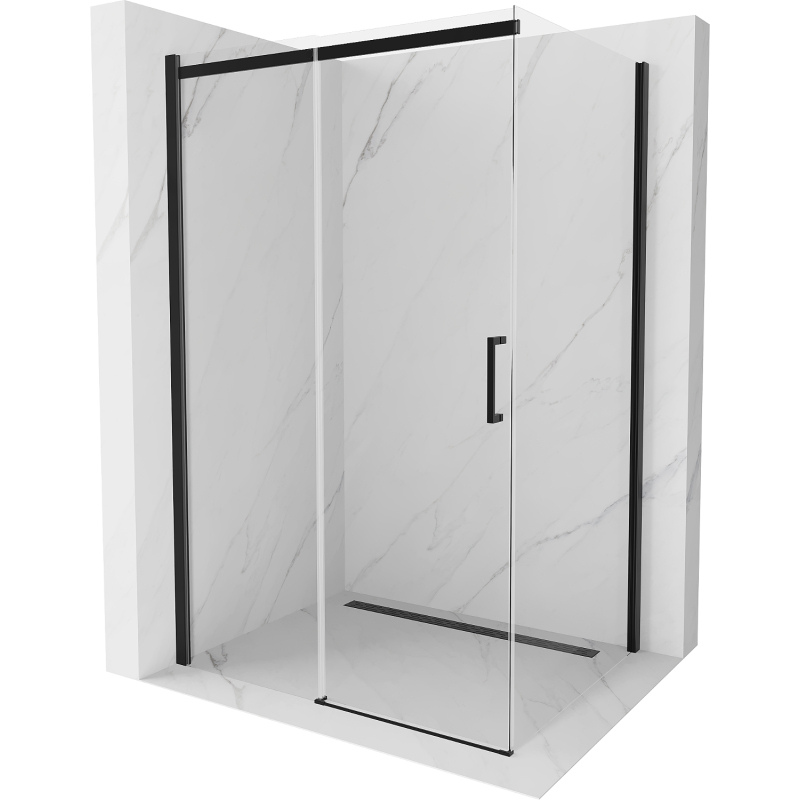 Mexen Omega extendable shower cubicle 120 x 80 cm, Transparent, Black - 825-120-080-70-00