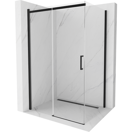 Mexen Omega extendable shower cubicle 120 x 80 cm, Transparent, Black - 825-120-080-70-00