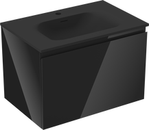 Mexen Orio bathroom cabinet 70 cm with Vela washbasin, 1 drawer, black gloss/black matte - 91A10-07047-1-BF70-W23M71