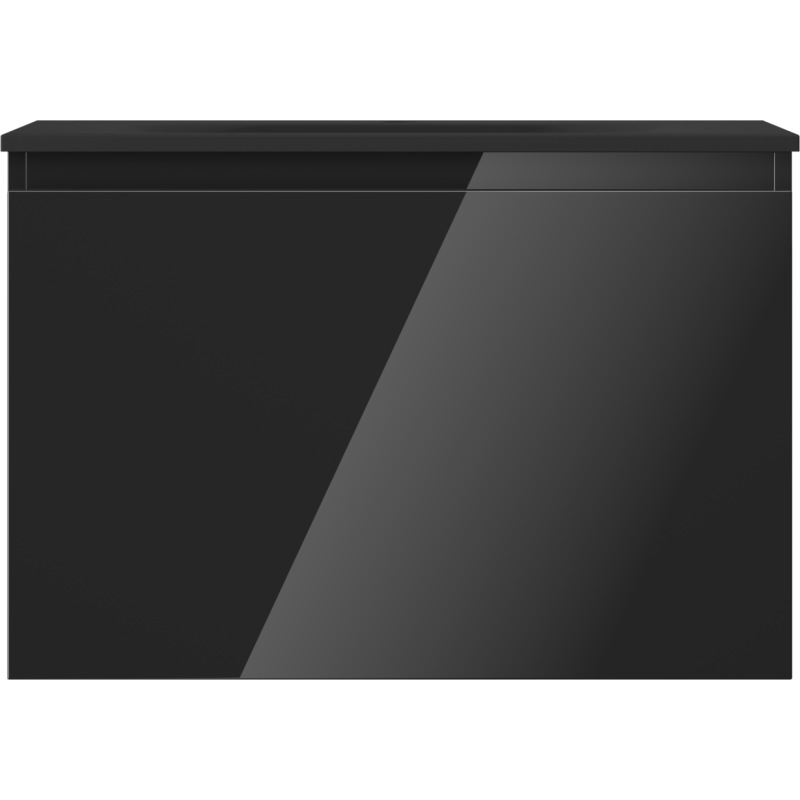 Mexen Orio bathroom cabinet 70 cm with Vela washbasin, 1 drawer, black gloss/black matte - 91A10-07047-1-BF70-W23M71