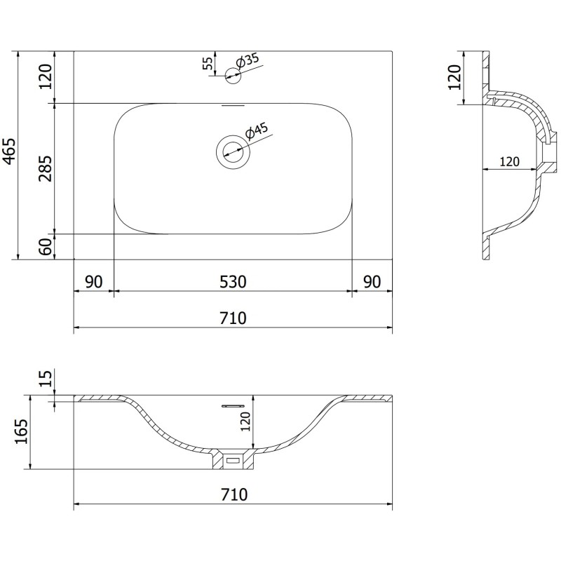 Mexen Orio bathroom cabinet 70 cm with Vela washbasin, 1 drawer, black gloss/black matte - 91A10-07047-1-BF70-W23M71