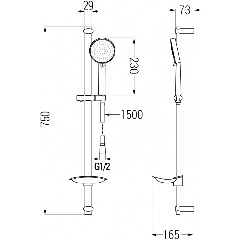 Mexen DB75 black adjustable shower set - 785754584-70