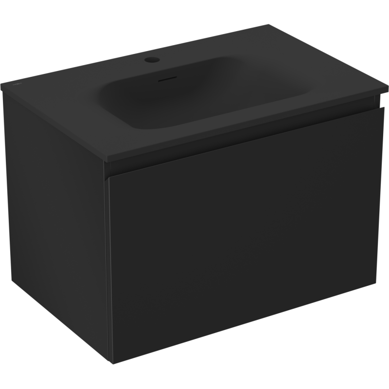 Mexen Orio bathroom cabinet 70 cm with Vela sink, 1 drawer, matte black - 91A10-07047-1-BF71-W23M71