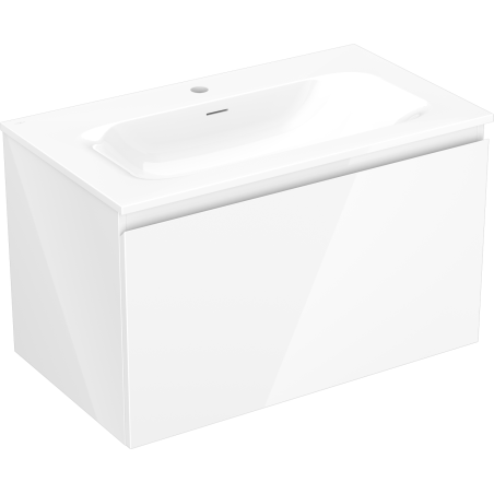 Mexen Orio bathroom cabinet 80 cm with Vela sink, 1 drawer, white gloss - 91A10-08047-1-BF00-W23M00