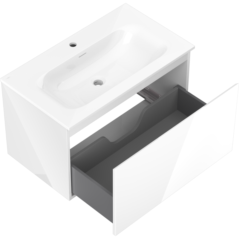 Mexen Orio 80 cm Bathroom Cabinet with Vela Basin, 1 Drawer, White Gloss - 91A10-08047-1-BF00-W23M00